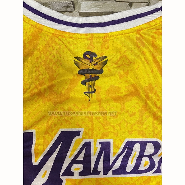 Camiseta Kobe Bryant NO 24 Los Angeles Lakers Mamba Amarillo